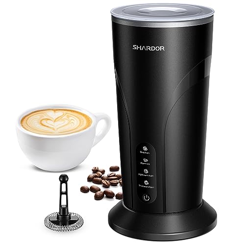 Shardor Espumador De Leche 4 En 1, Con Agitador Magnético Espumador Leche Electrico, 500w, Para Macchiato, Leche, Cacao Caliente 300 Ml Espumador Con 30 Minutos De Tiempo De Mantenimiento En Caliente