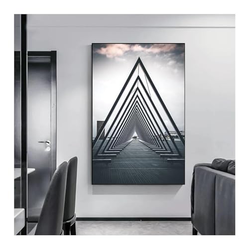 Peinture sur toile noir et blanc pour porche chic et entrée