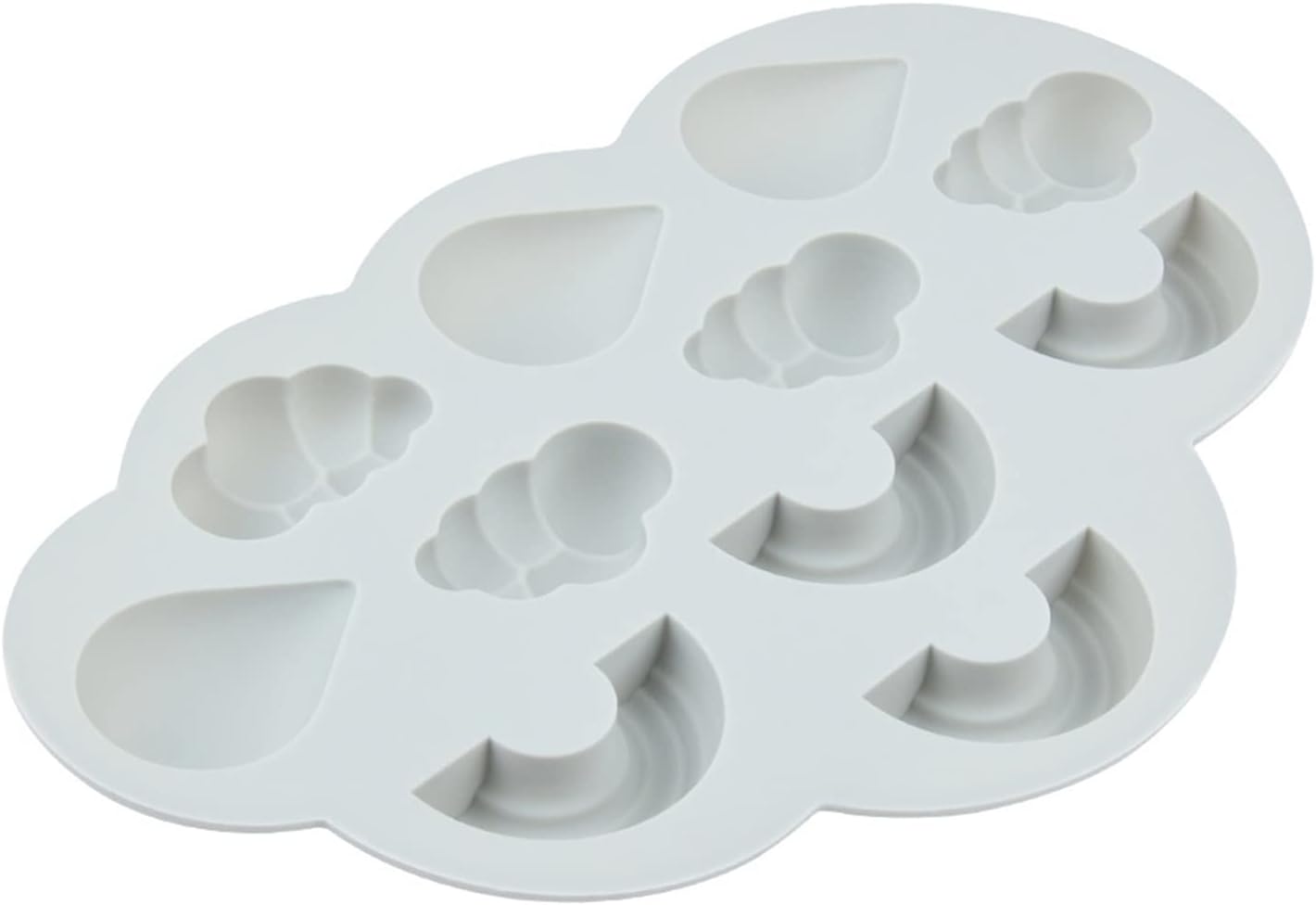 Ice Cube Tray 3D Cloud Rainbow Raindrops Silicone for Cake Decorating Fondant Gelatin Gummies Candies Chocolate Ice Cube Mould Ice Cube