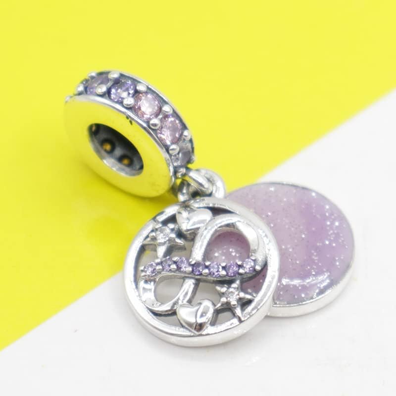 Miniatura 5 de Brillantes corazones infinitos y estrellas cuelgan encanto colgante de plata de ley 925, joyería cuentas regalos para mujeres pulsera y collar