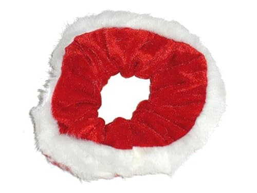Christmas Red Velvet And White Fur Trim Hair Scrunchie Bobble Elastic Hair Band for Women Girls by Glitz4Girlz