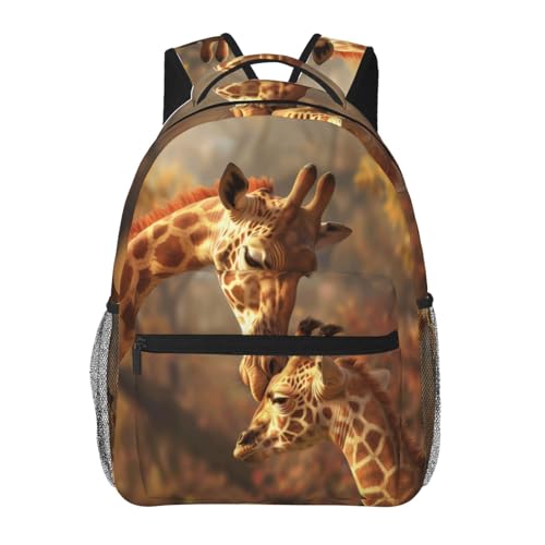 Ti Caldi Mochila realista de coruja e folhas para mulheres, homens, adolescentes, meninas, escola, laptop, faculdade, corujas e florestas, Girafa 18, Mochilas Daypack
