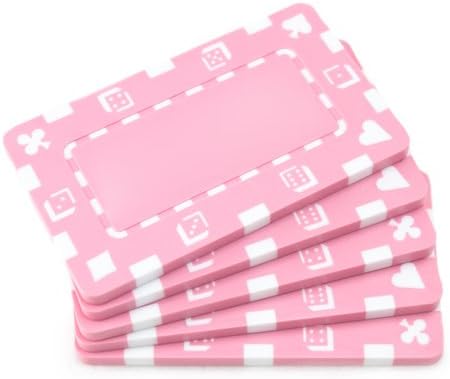 Brybelly 5 Rectangular Poker Chips - European Style Plaque (Pink)
