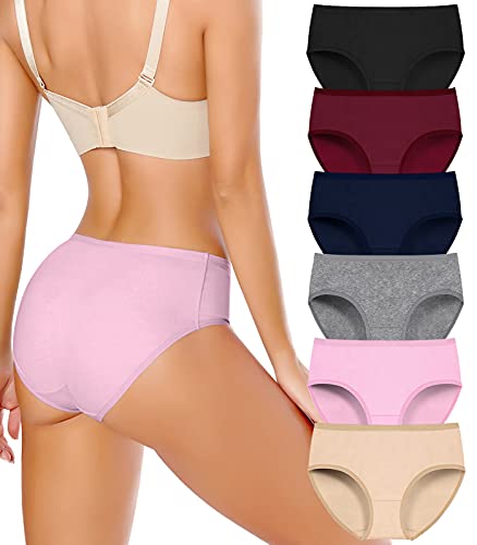SEXYWG Culotte Femme Coton Stretch Taille Midi Ventre Plat Confortable Slips Couvrent Invisible sous-VêTements Doux Slip Femme Culotte Gainante Lot de 6 Taille: M /Color: 6 Colors Pack Cover