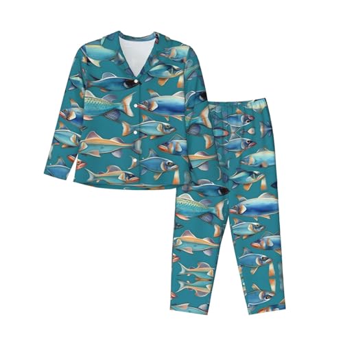 Pyjama 2 pièces poisson oceanique pour femme au fini haut de gamme