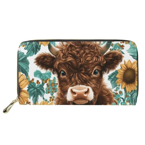 GIFTPUZZ Cute Yak Women’s PU Leather Wallet - RFID Blocking Travel Clutch with Money Clip, Card Slots & Zip Coin Pocket - Personalized Design for Shopping