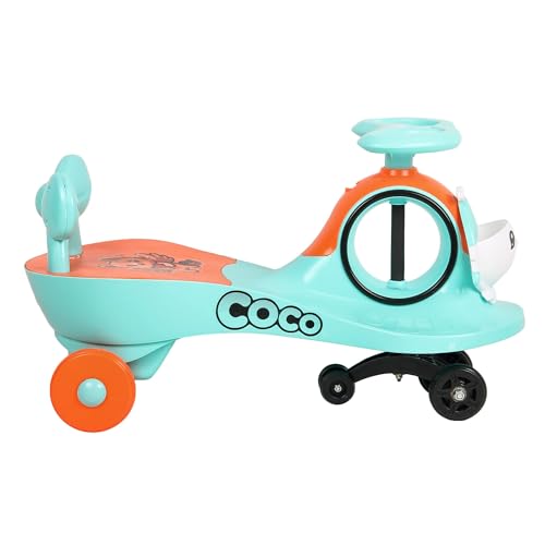 Image of KURB Ride On Swing Car for Kids 1-5 Years| Magic Car with Light & Music | Twister Car with Back Support | with Storage Basket| Comfortable & Durable Seat (Blue)