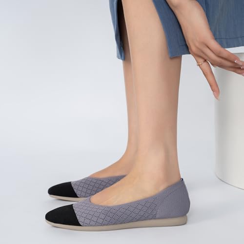 Women's Flats Comfortable Dress Shoes Pointed Toe Slip On Knit Shoes Ballet Flats3