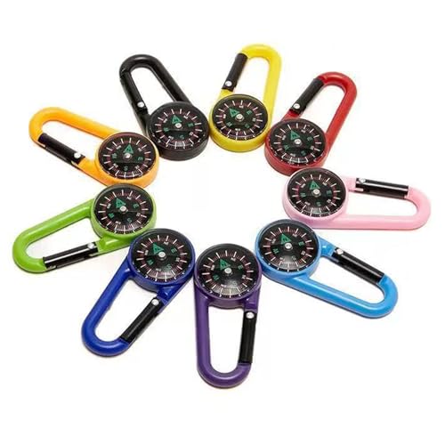 ZMaglorian 10 Piezas Brújula de Supervivencia con Mosquetón, Brujulas de Orientación para Niños y Adultos, Brújula Pequeña para Camping, Senderismo, Caza y Actividades al Aire Libre