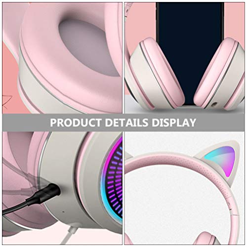 Lurrose Gato Ouvido Fone de Ouvido Fone de Ouvido Com Fio PC Laptop Fone De Ouvido Fone De Ouvido Da