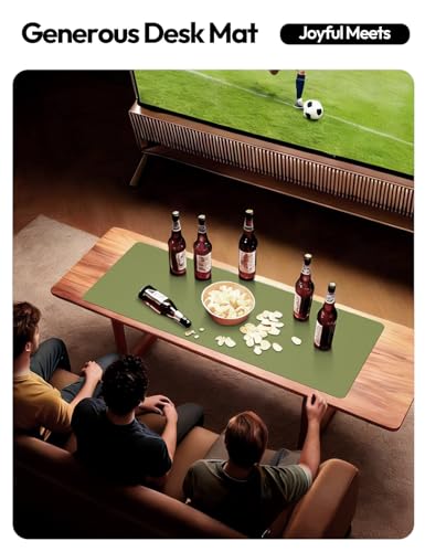 Image of YSAGi Leather Desk Protector, Office Mat, Large Mouse Mat, Non-Slip PU Leather Blotter, Laptop Pad, Waterproof Writing Pad for Office and Home (Green, 35.4 inch x 17 inch)