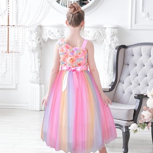 Sunny Fashion Flower Girl Dress Ivory Sequin Bridesmaid Wedding Party Size 6-123