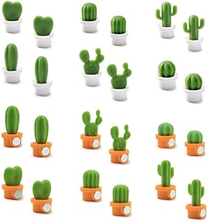 24pc Fridge Magnet Cactus, Mini Magnets Strong, Cute Small Magnets, Magnets for Whiteboard Office Kitchen Home Decor Refrigerator Use( White+Orange Cactus )
