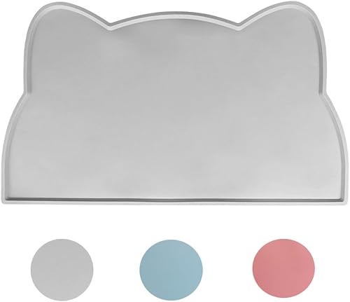 Tapetes de comida para gatos de interior antideslizante, impermeable, tapete de alimentación de mascotas con borde elevado, mate para gatos para