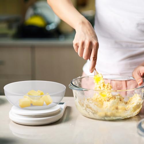 SHINEOFI 2pcs Food Scale Bowl, Kitchen Measuring Scale Plate with Capacity Markings for Digital Food Prep, Transparent Plastic Weighing Tray for Cooking Baking and Portion Control, Reusable Use