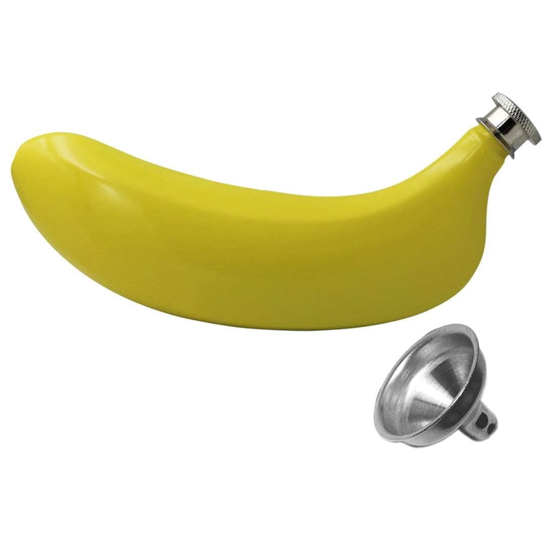 CTRLZS Leak-Proof 5 Oz Banana-Shaped Hip Flask in Food Grade Stainless Steel with Built-in Funnel for Storing for Alcohol, for Whiskey Vodka