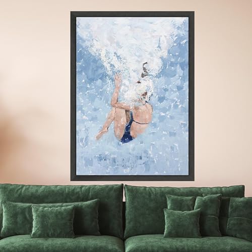 Décoration murale toile piscine et nageuse pour ambiance estivale de maison