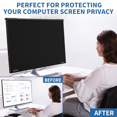 Image of Magnetic 27 Inch Computer Privacy Screen for 16:9 Widescreen Monitor, Removable Hanging Anti-Blue Light Computer Screen Privacy Panel, Anti-UV Magnetic Attachment Monitor Privacy Screen