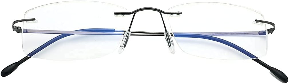 HIYANJNRimless Readers Blue light proof reading glasses Women Men Anti Glare Filter Lightweight Eyeglasses