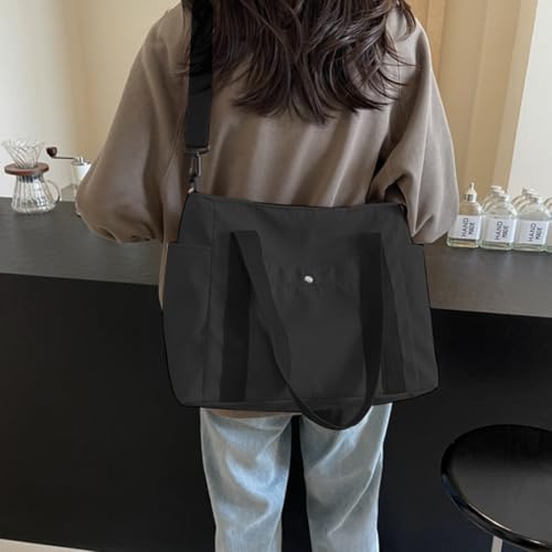 Womens Canvas Crossbody Tote Bag Large Capacity Casual Crossbody Purse with Zipper Travel Hobo Messenger Bag Work Handbags Ev4