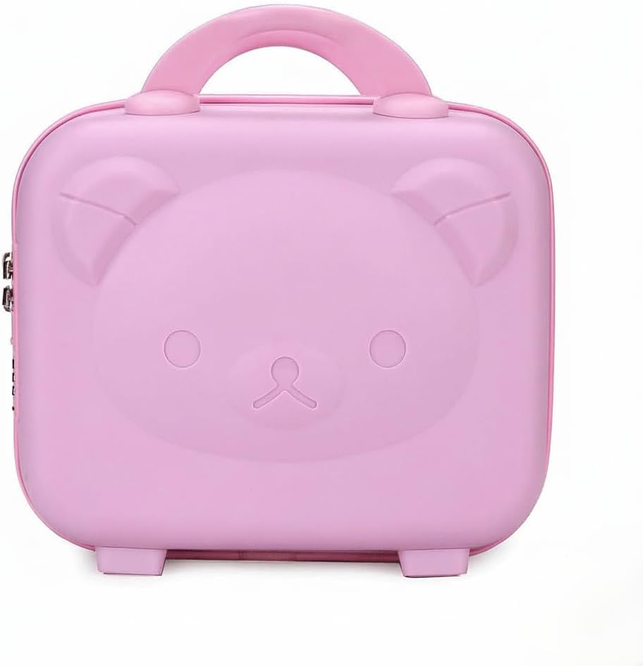Rilakkumma Mini Suitcase 11-Inch Portable Makeup Case, Kawaii Travel Vanity Case Hard Shell Toiletry Bag with Combination Lock & Trolley Sleeve, Small Carry-on Luggage for Women and Girls