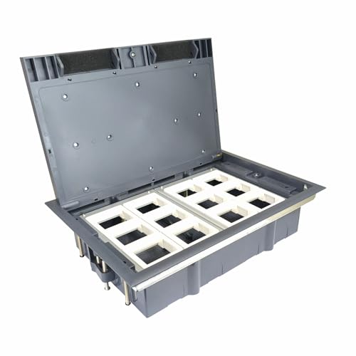 Image of MX 24-Module Plastic Floor Pop-Up Box - Flush Recess Mounting with Plastic Plate Cover, 45 Series Modules, Concrete Floor Installation