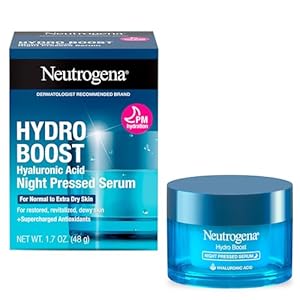 Neutrogena Hydro Boost Night Pressed Serum, Hyaluronic Acid Facial Moisturizer for Normal to Extra Dry Skin, Delivers Overnight Hydration for Restored, Revitalized, Dewy Skin, 1.7 oz