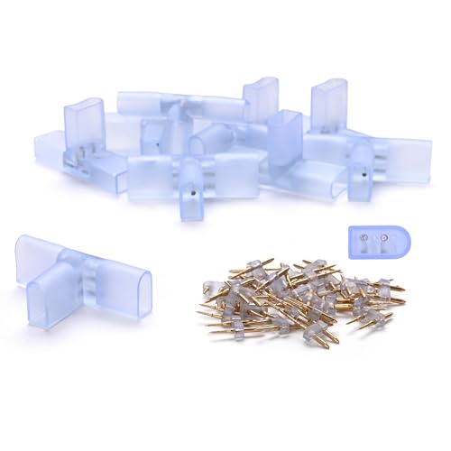 Image of Yescom 10 Sets of T Shape Junction 3 to 1 Wire Wire Splice Connector with | 2-Pin for BiLume 2700K Sunset Glow Warm White AC110-120V LED Neon Rope Lights