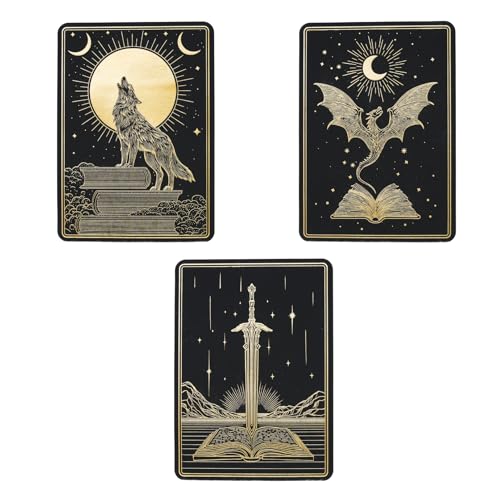 Kindle Insert Set of 3 for Clear Case – Foil Fantasy Sword, Dragon & Wolf Cards for Kindle Paperwhite 11th Gen, 12th Gen, ColorSoft & Signature Edition (6.8 Inches)