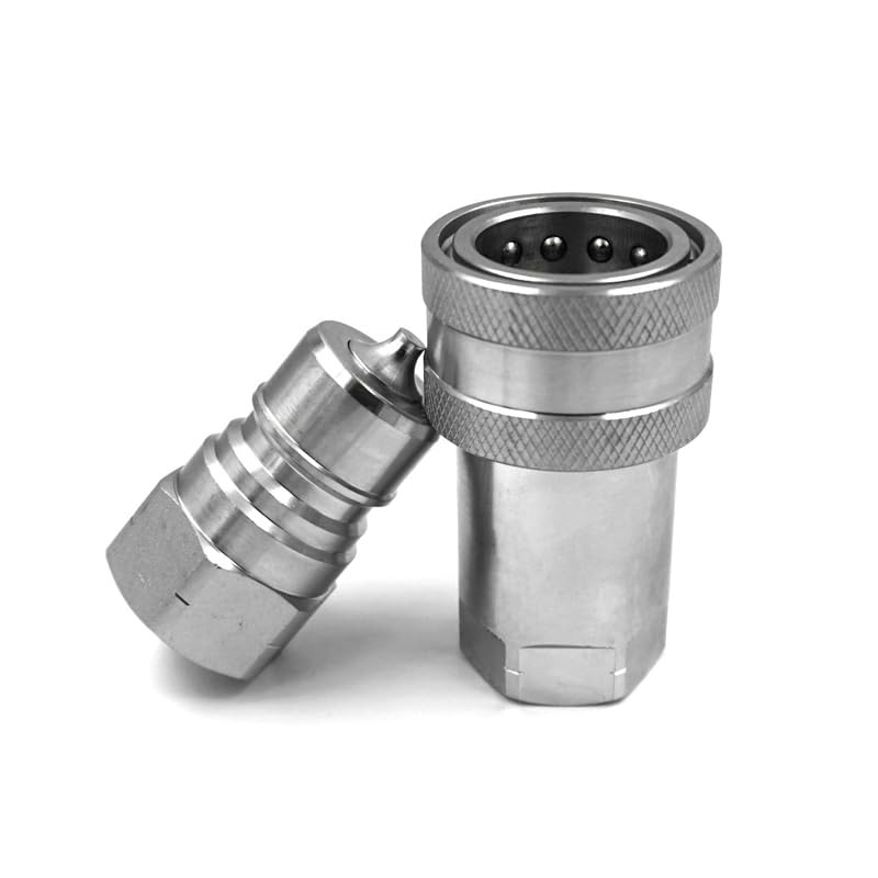 Image of 3 /8 inch NPT Ag Hydraulic Quick Connect Tractor Couplers with Dust Caps, ISO 5675 and ISO 7241-1 A Hydraulic Quick Coupler
