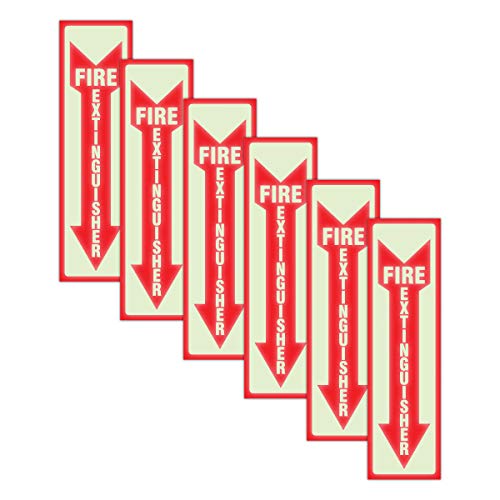 Headline Sign 4793 Glow in The Dark Sign, 4 x 13, Red Glow, Fire Extinguisher, Case of 6