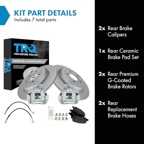 Image of TRQ Rear Brake Pad and Rotor Set Ceramic Coated Calipers Compatible with 2011-2014 Ford Edge 2011-2015 Lincoln MKX