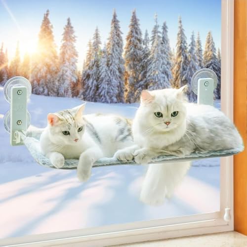EDAGNY Hamaca grande y suave para gatos, con alfombrilla reversible y lavable, 54 x 30 cm, marco de metal estable, 18 kg, gris L