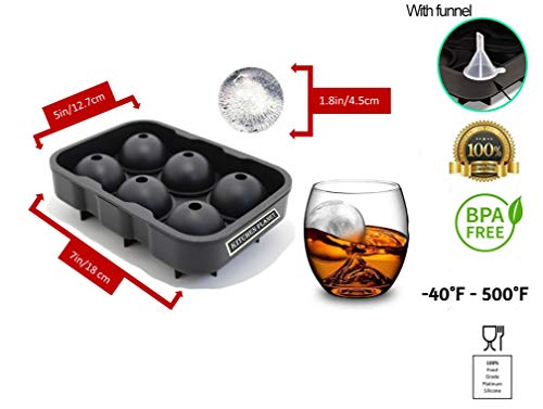 Kitchen Planet Ice Cube Trays Silicone Variety - Set Of 3, Large Ice Cube Mold For Whiskey Or Drinks, Sphere Ice Ball Maker & Diamond Ice Cube Tray With Lid, Improved Design, Funnel & Syringe Included #TOP2
