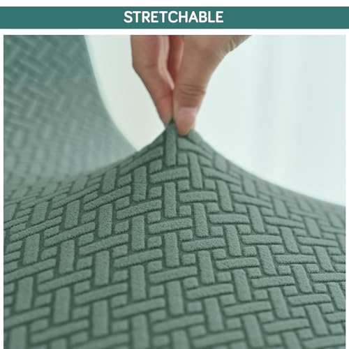 Image of HOKIPO Premium Jacquard Stretchable Swivel Chair Cover High Armrest Slipcover, Continental Green (AR-5356-GR)