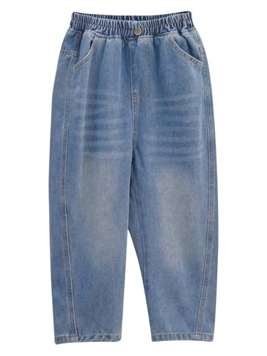 Kids Girls Boys Casual Denim Pants Elastic Waistband Toursers with Pockets for Outdoor Skateboarding Sweatpants4