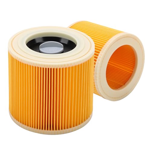Cartridge Filter Compatible with Karcher, Replacement 2Pcs WD2 WD3 WD3P A2004 MV2 MV3 Cartridge Filters Wet & Dry Hoover Vacuum Cleaner 64145520