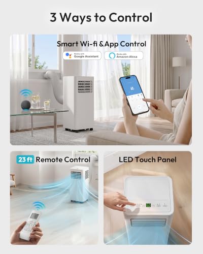 Image of EUHOMY 14,000 BTU Portable Air Conditioners, 4 in 1 Portable Air Conditioner with APP Control, Cool, Fan, Dry, Sleep Modes Up to 650 Sq.Ft, Remote & 24H Timer, Installation Kits for Bedroom