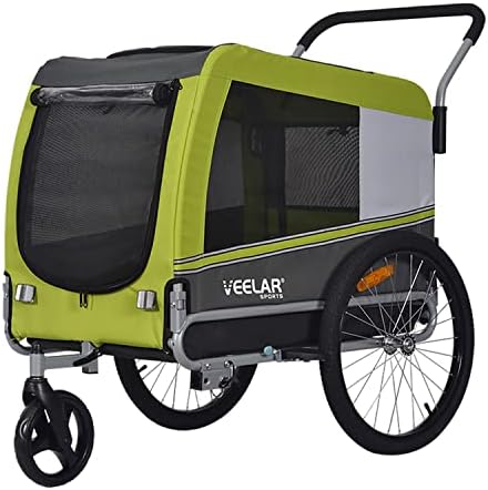Veelar Sports Pet Bike Trailer & Stroller for Small,Medium or Large Dogs,Bicycle Trailer for Dogs (Lime Green, Large)