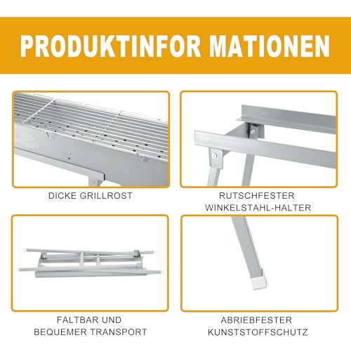 WILLBBQ Charcoal Grills Commercial Quality Portable Hibachi BBQ Lamb Skewer Folded Camping Barbecue Grill for Backyard Outdoor Cooking Use(31.6x7.1x5.1 inch) - The Perfect Gifts for Grill Lovers