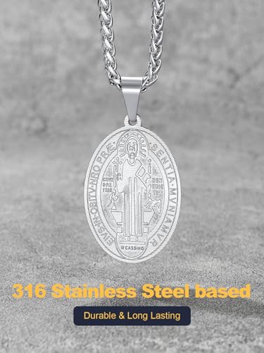 Image of U7 Saint Michael Necklace for Men,Stainless Steel /18K Gold Plated St Michael Archangel /Saint Benedict /Saint Christopher Pendant Amulet Necklace for Men Women