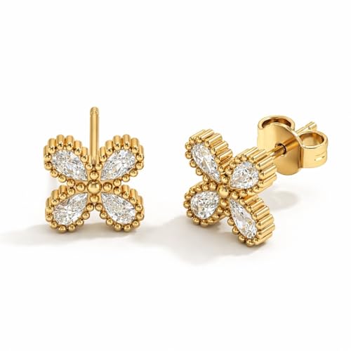 Mchic Gold CZ Stud Earrings for Women Hypoallergenic Cubic Zirconia