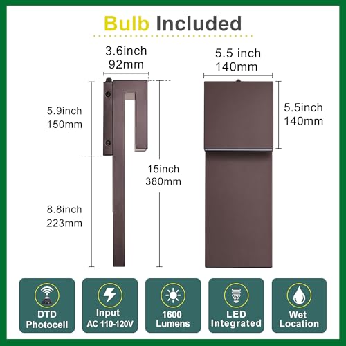 Image of Tarentlight Outdoor Light Fixtures Wall Mount Set of Two, Dusk to Dawn Patio Wall Lamp, Bronze Exterior Lighting Fixtures for Porch, Patio, Backyard, Garage - Waterproof Front Porch Lights