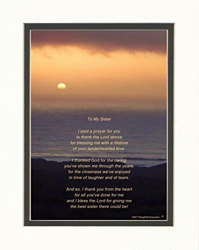 Sister Gift With Thank You Prayer For Best Sister Poem. Ocean Sunset Photo,  8X10 Double Matted. Special Birthday, For Sister. : Amazon.ca: Home
