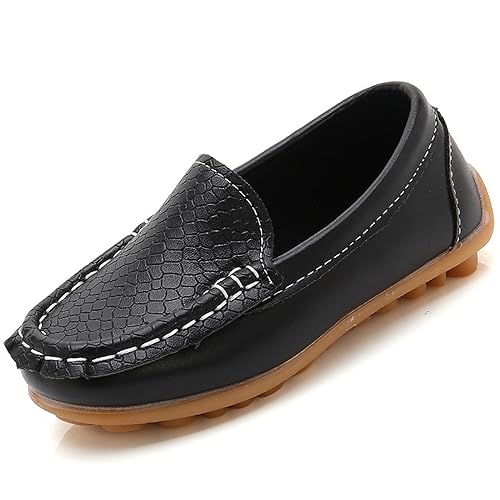 WUIWUIYU Boy's Girl's Slip-on Loafers Flats Oxford Shoes Solid Color Mocassins House Shoes