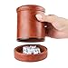 RERIVER Brown PU Leather Dice Cup with Lid, Velvet Interior Quiet Dice Shaker Cup with 6 Dice for Liars Dice/Farkle/Yahtzee Games, 1 Pack