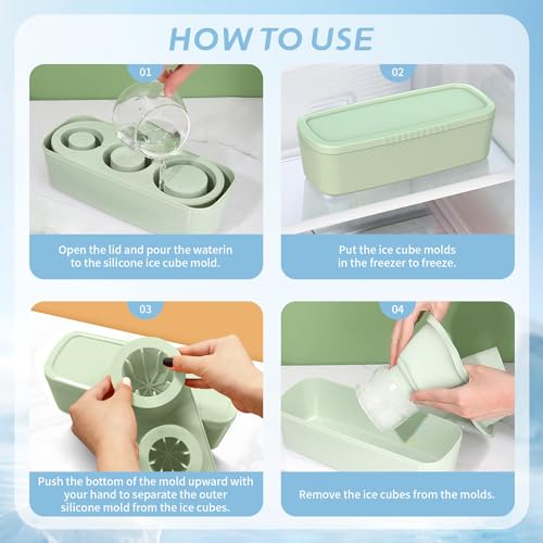 Molde grande para cubos de hielo con tapa y almacenamiento verde miniatura 4