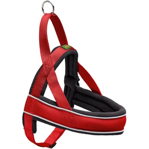 Hunter Racing Norwegian harness for dogs, nylon, reflective, coat-friendly, Red, XL