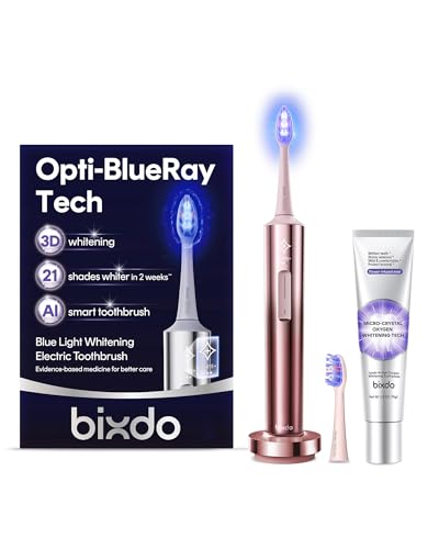 bixdo Whitening Electric Toothbrush for Adults Professional 460nm Whitening Blue Light Tech 31 000VPM Sonic & Oscillating Cleaning with Smart AI Sensor 6-Month Long-Lasting Battery