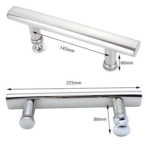 Cokritsm Duschkabine Griff 145 mm Loch zu Loch für Duschtür Glastüren, Griff Duschtür Edelstahl runder Duschtürgriffe, Duschtürknopf Silber Duschknauf Duschtürzuggriff Teile Ersatz
